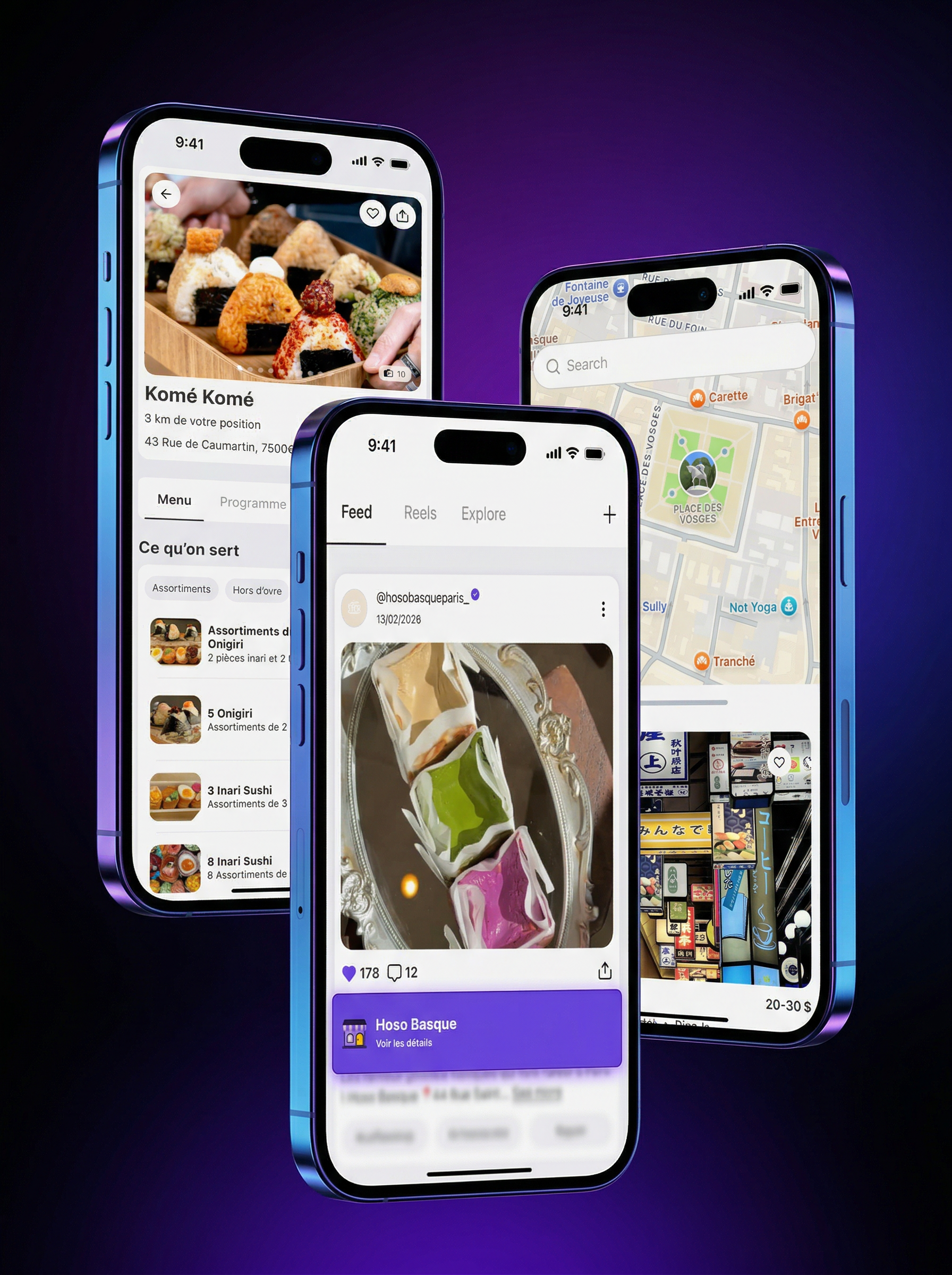 Application ODY sur trois smartphones